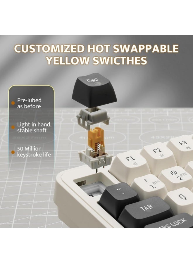 aigo AG98 Tri-Mode Bluetooth / Wireless / Wired RGB Gaming Mechanical Keyboard – Quiet Yellow Switch Hot Swappable –  Gasket structure  – Rechargeable Battery 4000mAh – 98 English Key  | White & Gray - Image 3